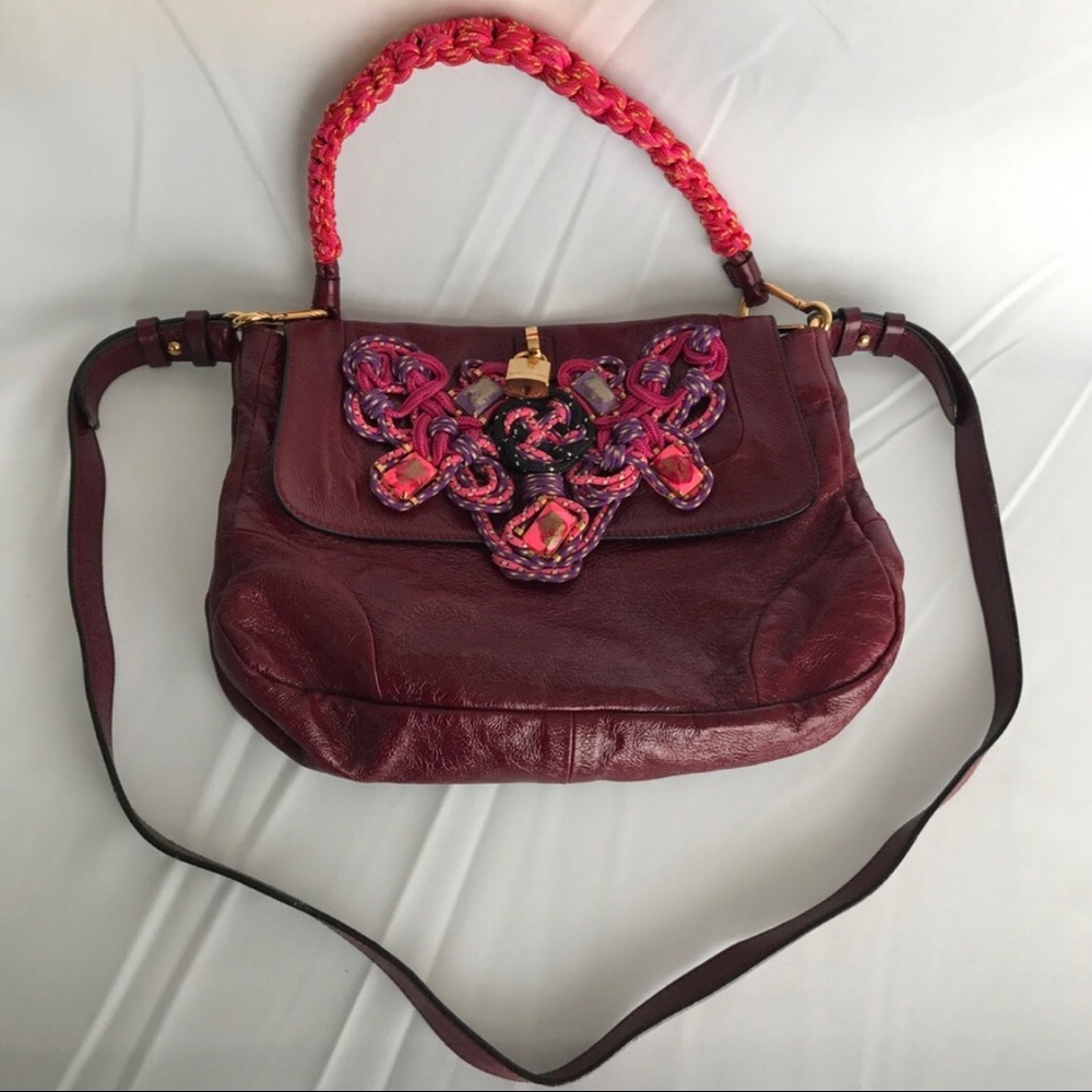 Rare 💯MarcJacobs Burgundy Leather w/Cable Details